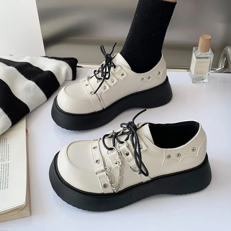 Platform Shoes Lolita Shoes Mary Janes Women\'s Shoes Chain Uniform Jk Student  Women Girl Round Toe Lolita Vintage Oxford