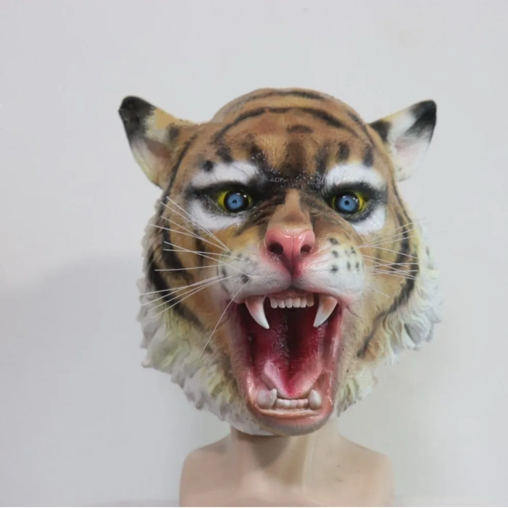 

Маска тигра, латексная маска дикого животного, реалистичная маска на всю голову, нарядное платье для Хэллоуина, косплея, карнавальная маска, маска, костюм, реквизит для вечеринки