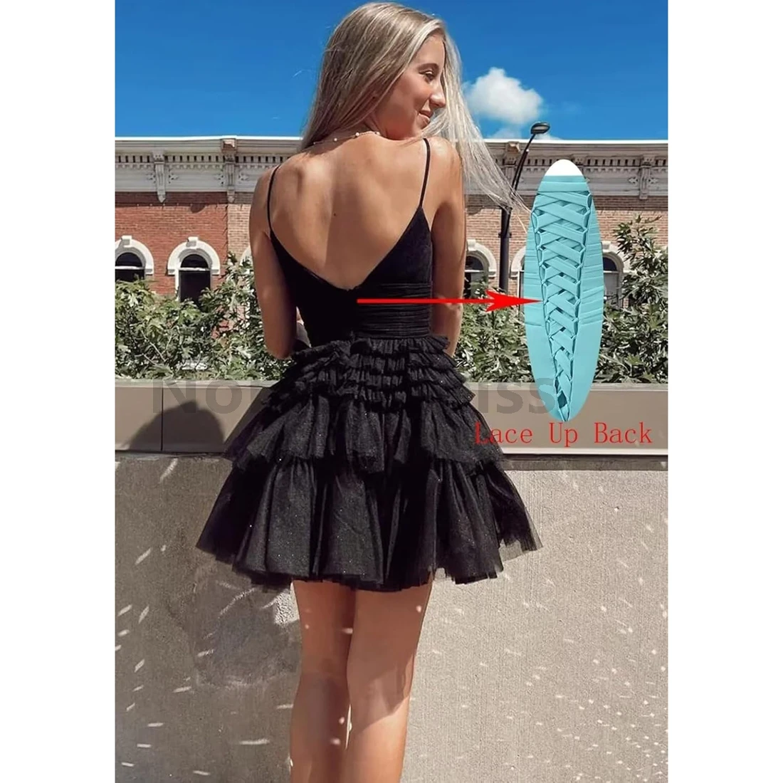 V-Neck Pleated Tulle A-Line Prom Dresses Short Party Gowns Customize