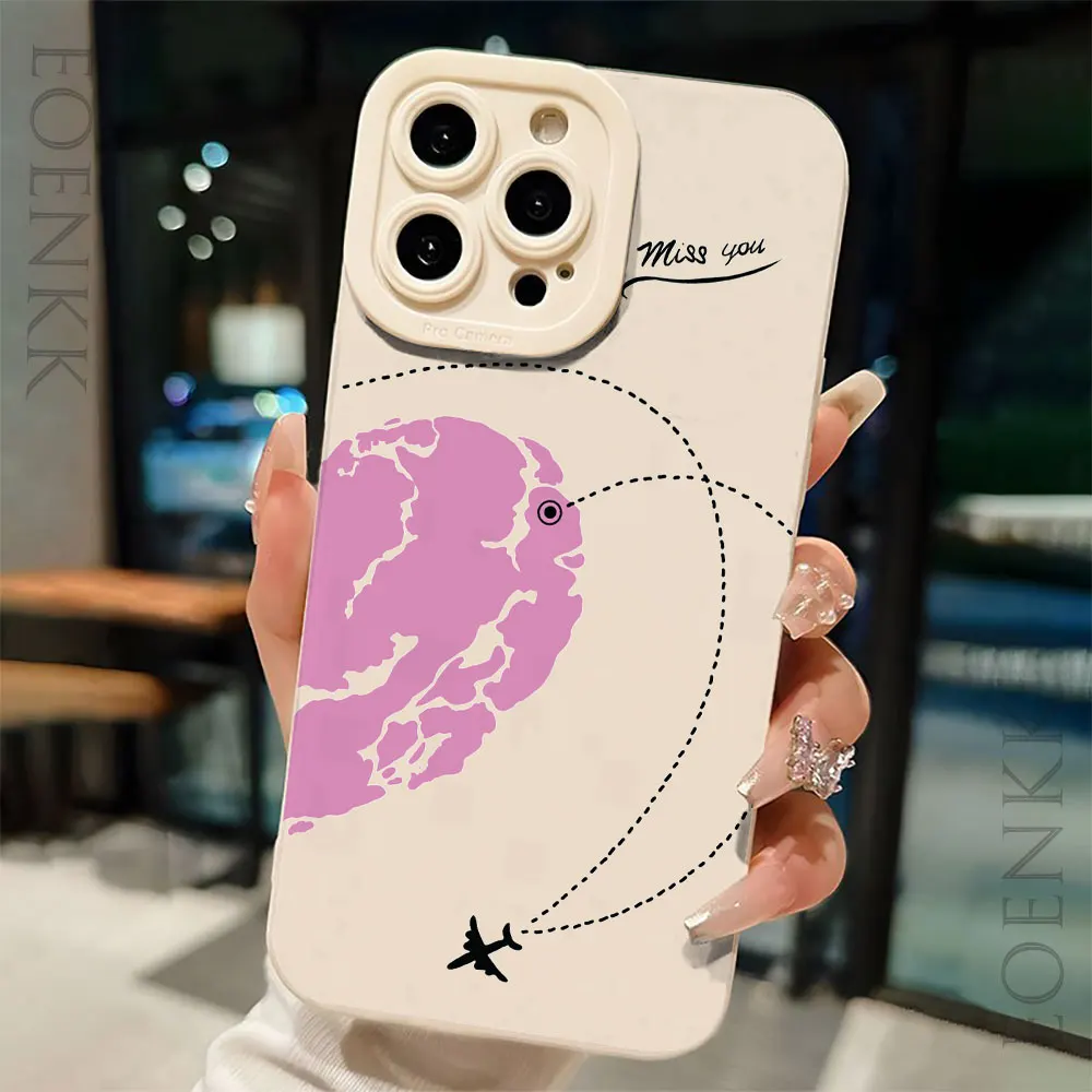 Miss You Love Pattern Phone Case For iPhone11 12 13 14 15 Pro Max 7 8 14 15 Plus 12 13 Mini X XR XS Max Protection Soft Cover