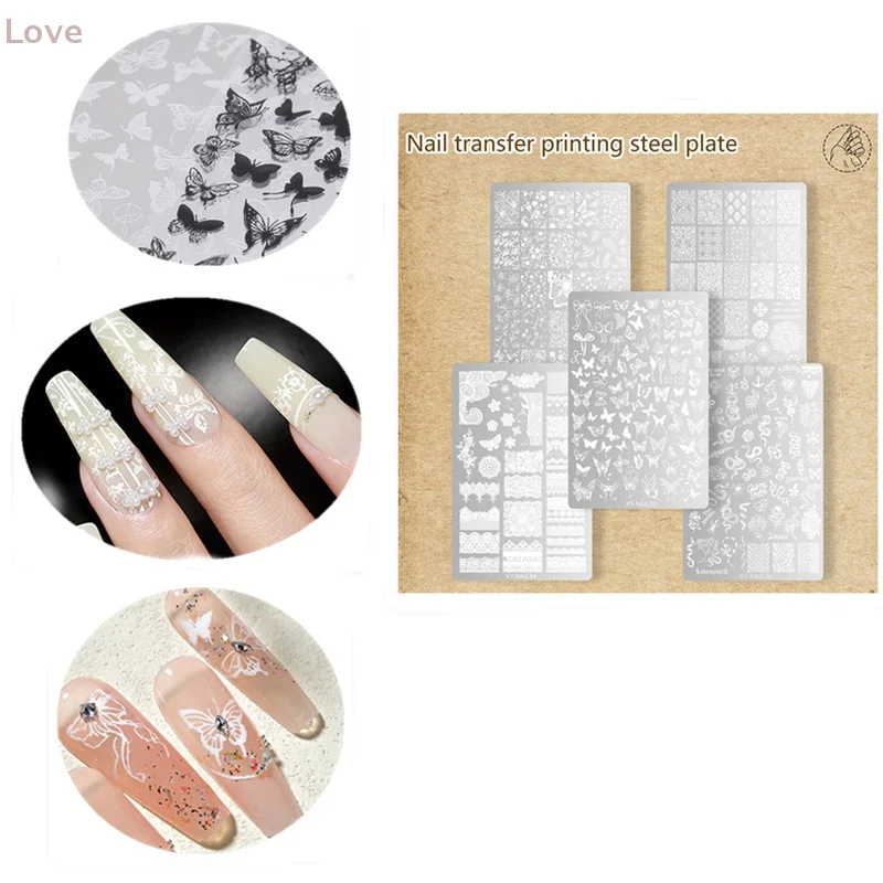 9.5X14.5cm كبيرة الحجم مسمار ختم لوحات فراشة زهرة الأفعى تصاميم مسمار الفن قالب DIY بها بنفسك مسمار ديكور الإستنسل استخدام #1