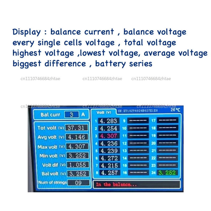 24 Series 7A Lithium Battery Balancer Differential Pressure Meter 1A~7A Adjustable Current