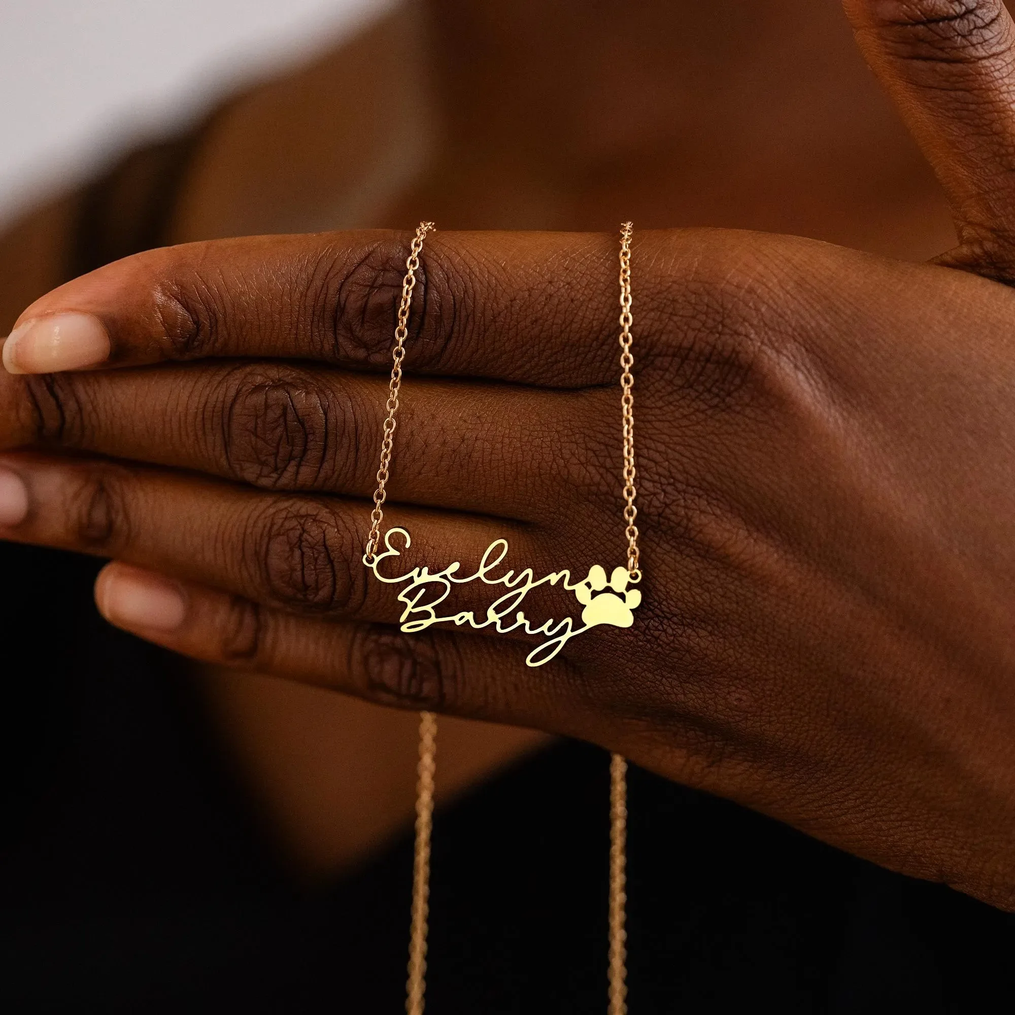 

Custom Two Names Dog Paw Necklaces For Women Stainless Steel Customized Necklace Pendant Personalized Neck Chain Jewelry Gift