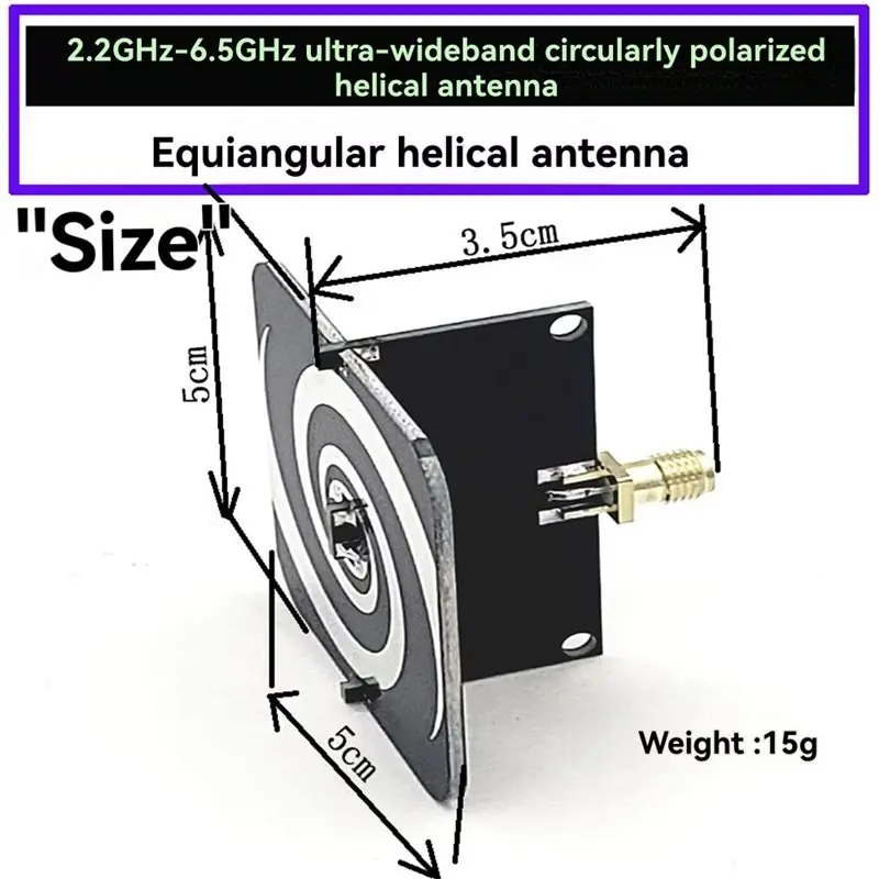 【A69Z】Circularly Polarized UWB Ultra-Wideband Helical Antenna 2.2Ghz- 6.2Ghz Low Dispersion External Thread Internal Hole