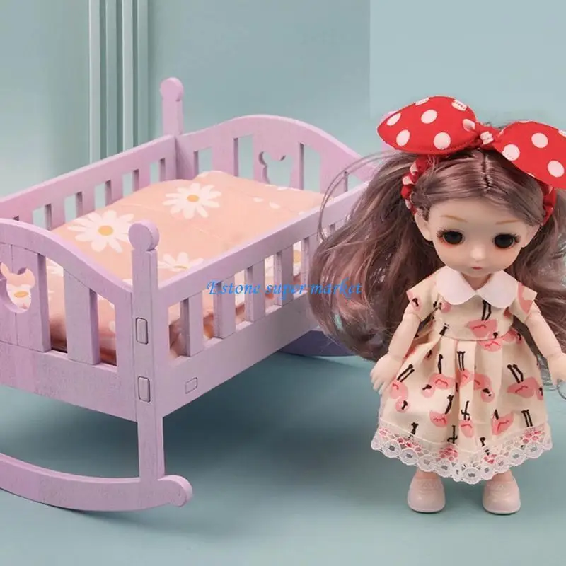 

090B Kids Interactive Treasure Dollhouse Decoration Wooden Shake Bed for Play Funny Table Toy Best Gift for Indoor/Outdoor Ki
