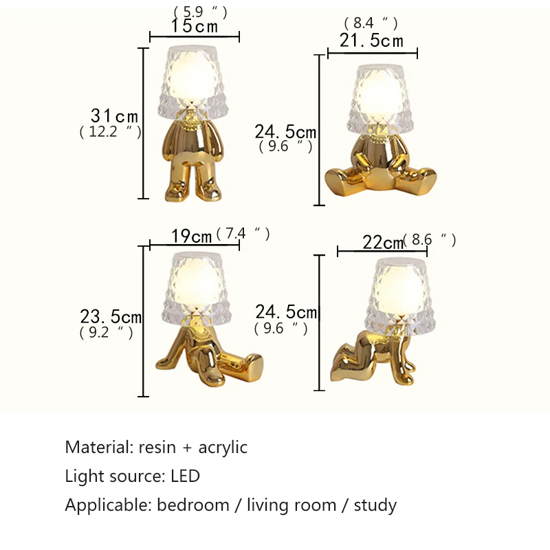 TEMAR Nordic lampa stołowa kreatywna żywica złote osoby kształtują lampka na biurko nowość LED do domu dzieci sypialnia wystrój salonu