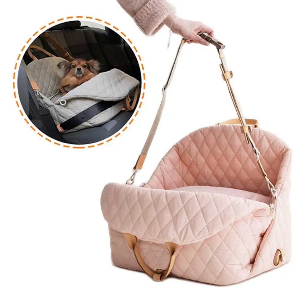 Dog Carrier Handbag Luxury Car Seat Pet Summer Outdoor Travel Bed For Small Cat Portable Washable Puppy Tote Bags with Seat Belt