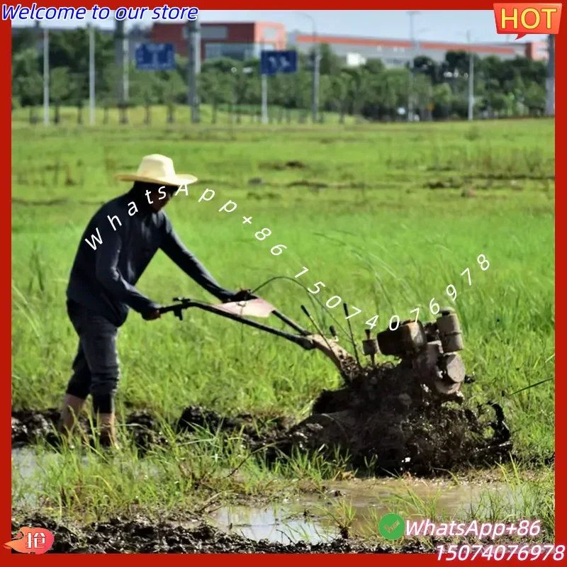 2026 New Agricultural Hand Push Rotary Tiller Farm Weeding Tiller