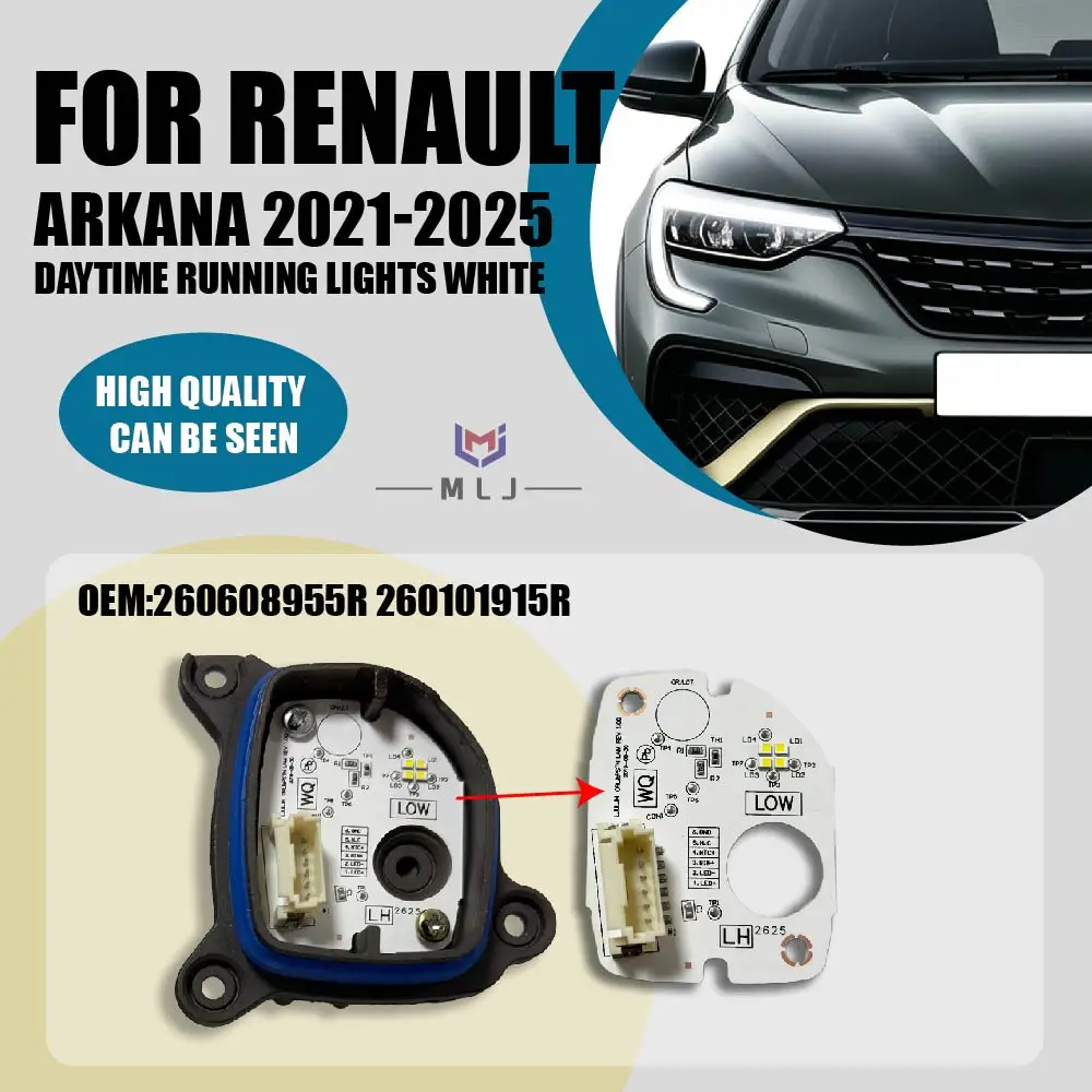 

260608955R 260101915R For Renault Arkana 2021-2025 White LED D Angel Eye Light Source Board Daytime Running Lamp Headlight Parts