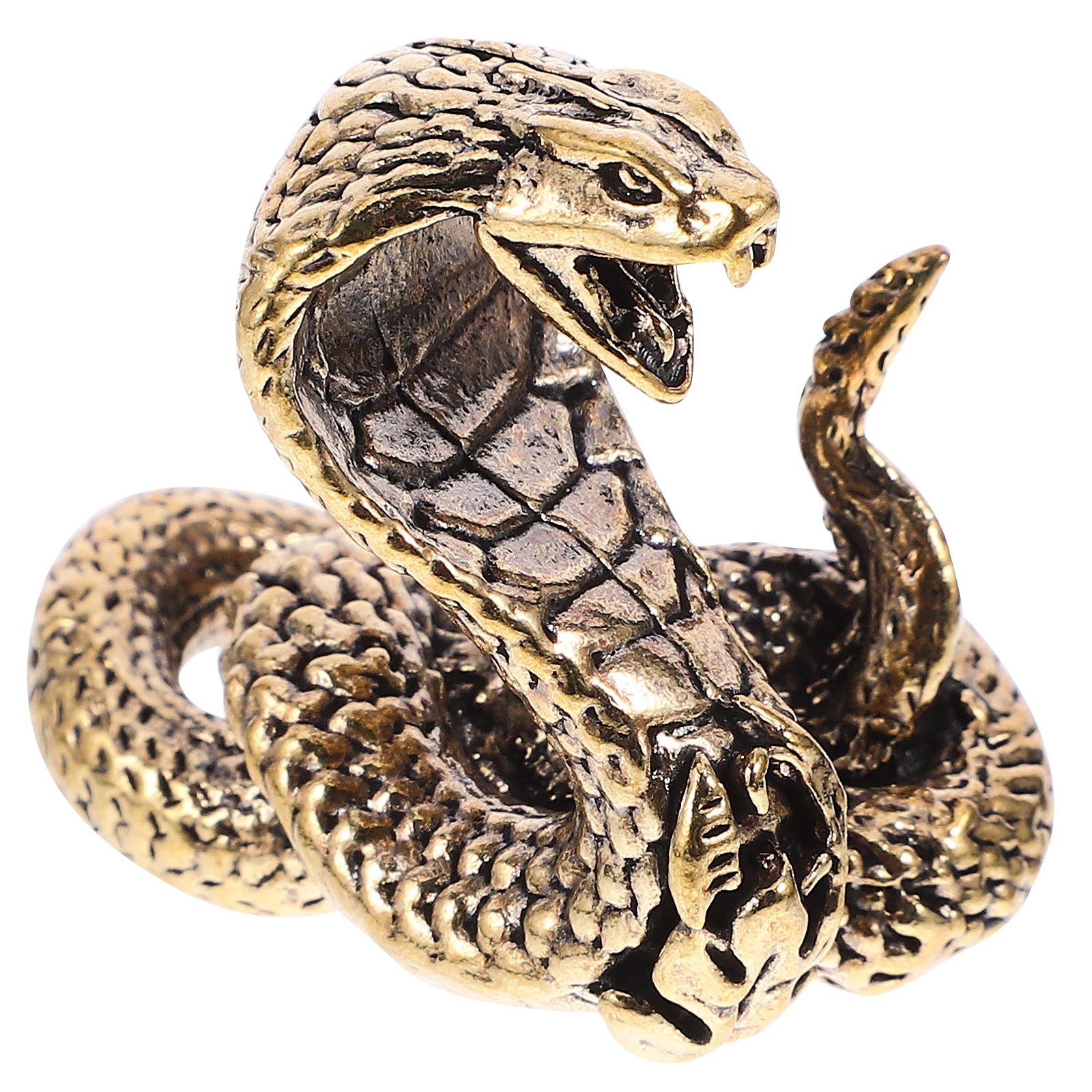 

1pc Solid Bronze Pet Snake Statue Coiled Figurine Zodiac Desktop Adornment Decorative Snake Figurine Piece