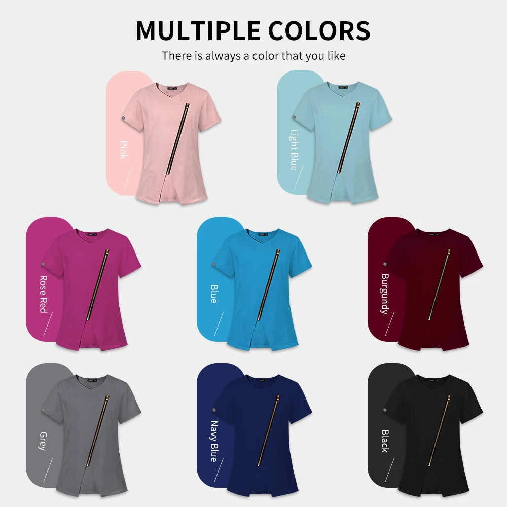 미용실 스파 유니폼 지퍼 탑 스트레이트 바지 세트 병원 임상 간호 유니폼 간호사 스크럽 미용사의 작업복