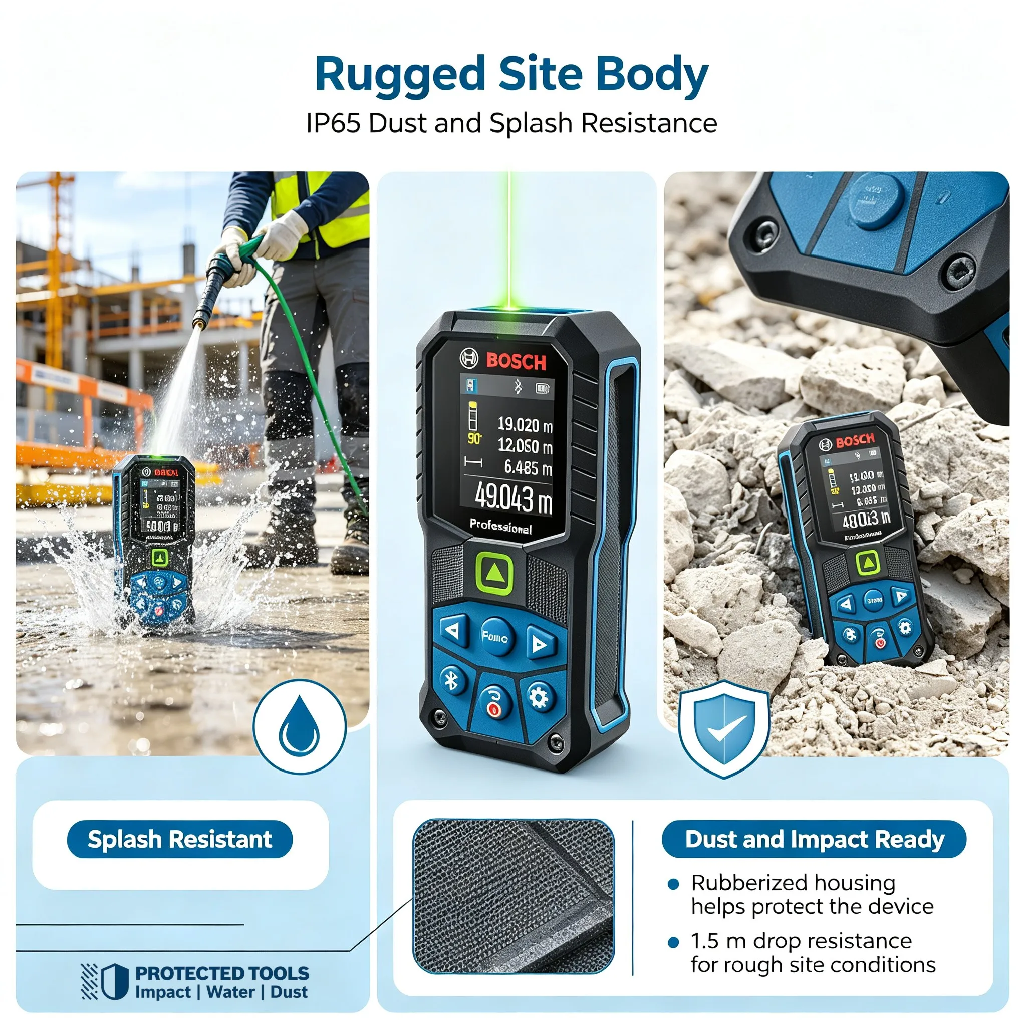Bosch GLM 50-27 CG Professional Green Beam Laser Distance Meter 50m Compact Shockproof Laser Measure for Bright Site Measurement
