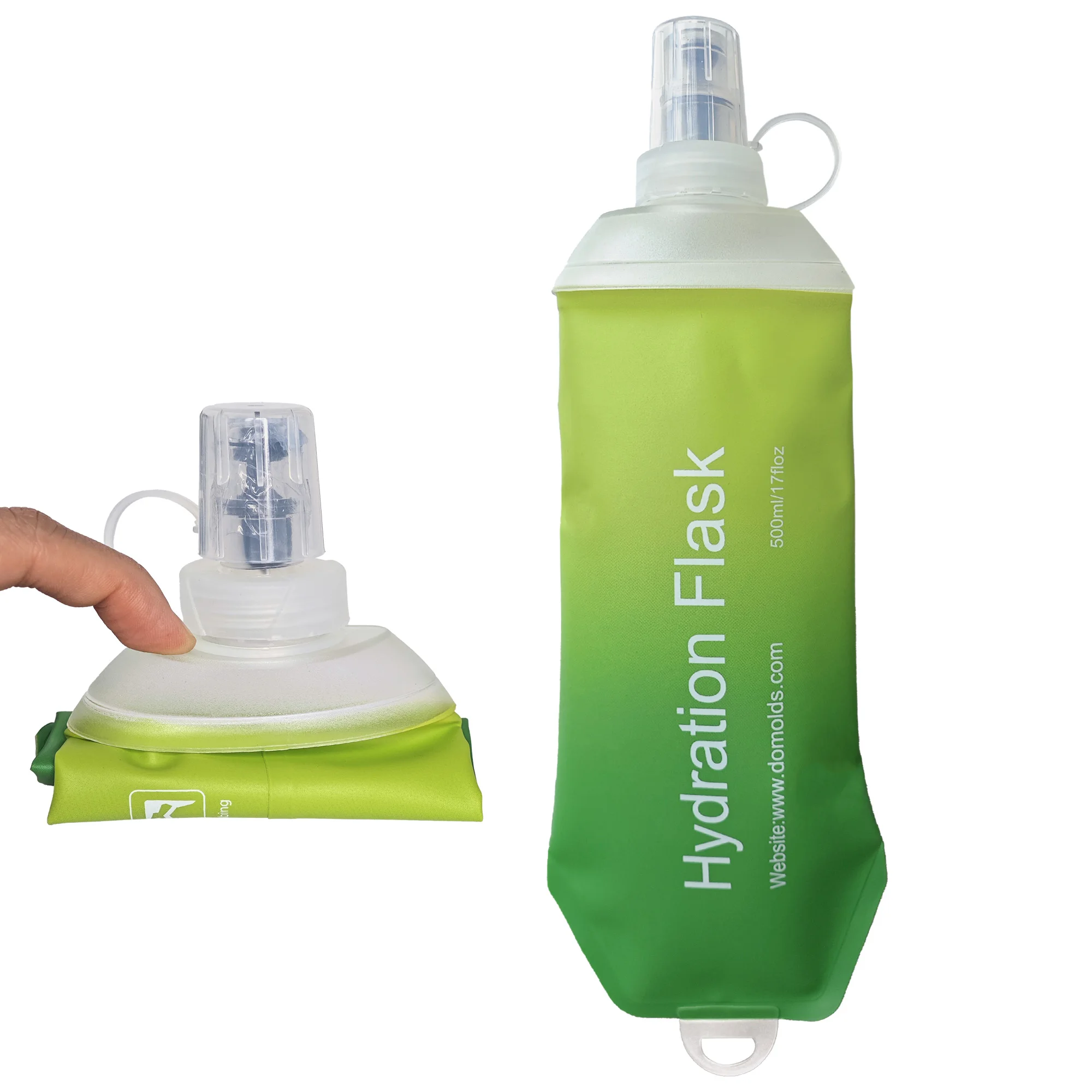 

AXEN 500ml Running Sport Bicycle Soft Water Bottle Folding TPU Soft Flask Gradient Green Soft Flask