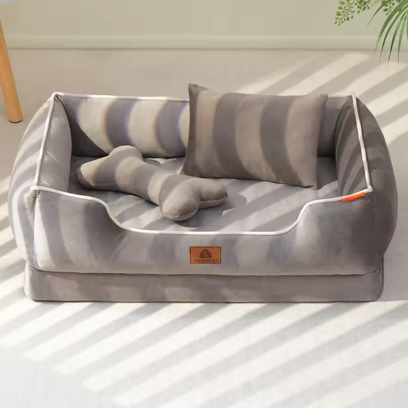 Dog Bed Autumn Winter Thickening Warmth Square Dog Sofa Beds Soft Removable Wave Sponge Pad Pet Dogs Accessories