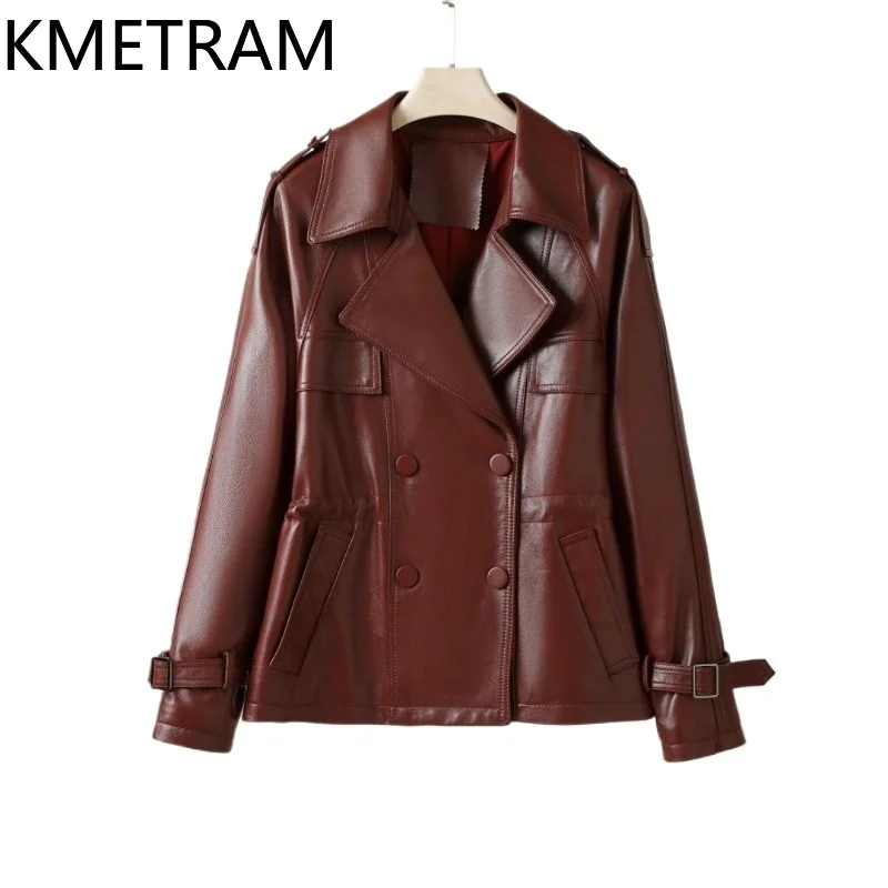 Giacca in pelle di pecora 100% Donna Giacche in vera pelle rossa angora di alta qualità Donna Novità in capispalla Abiti autunnali 2025 Chaquetas
