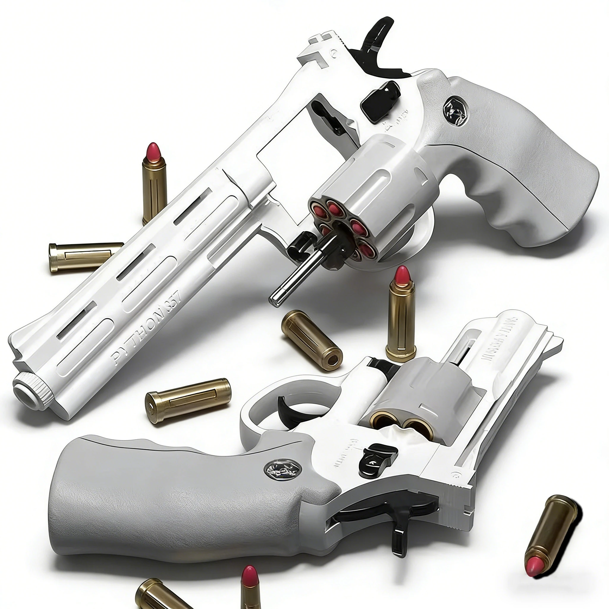 Continuous Fire 28CM White Python 357 Soft Dart Revolver – Continuous Fire Toy Gun for CS Outdoor Game, Safe for Kids & Adults