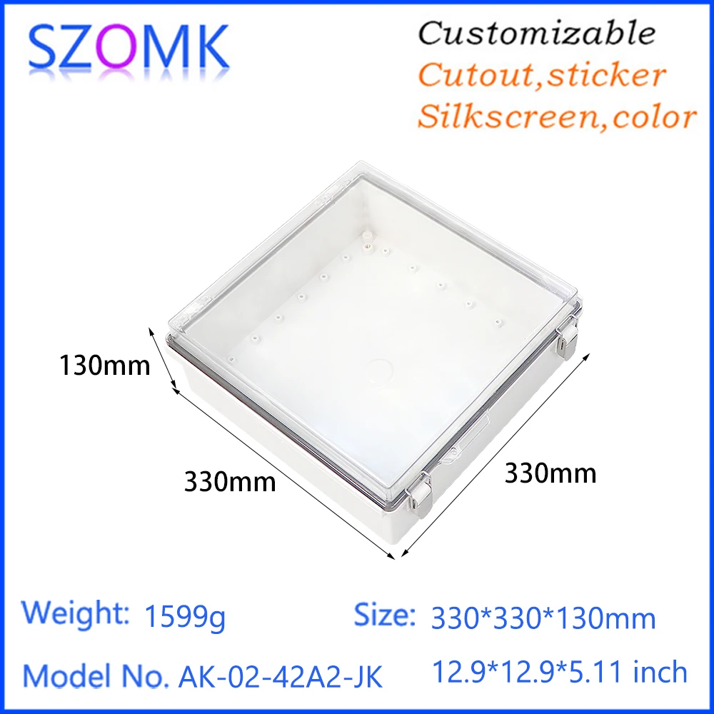 Anti Impact Dustproof Waterproof Junction Box Hinged Electrical Project Enclosure With Pc Transparent Clear Cover 330x330x130mm