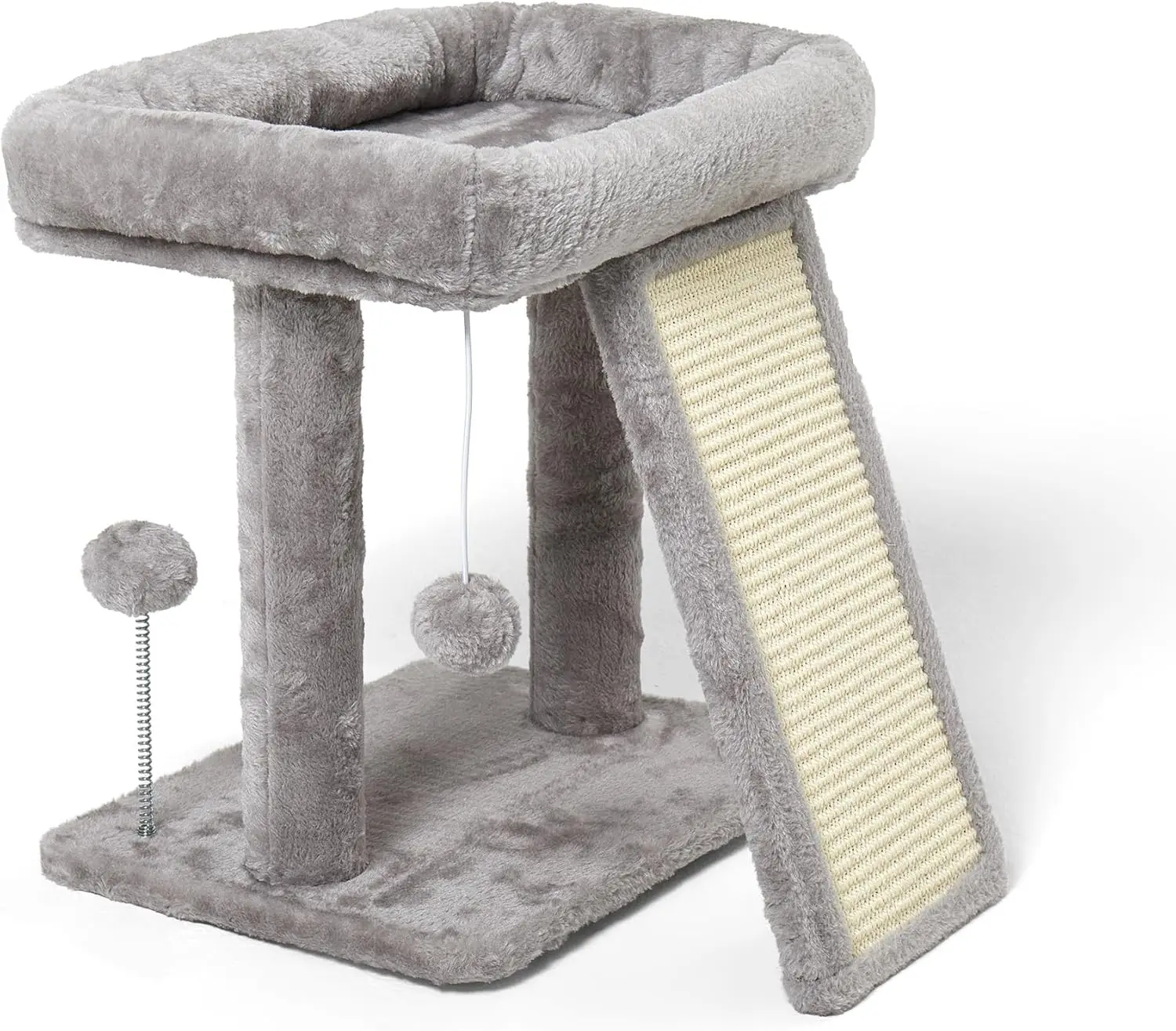 

17.1-inch Small Cat Tree Tower with Scratching Post for Indoor Cats,Light Grey