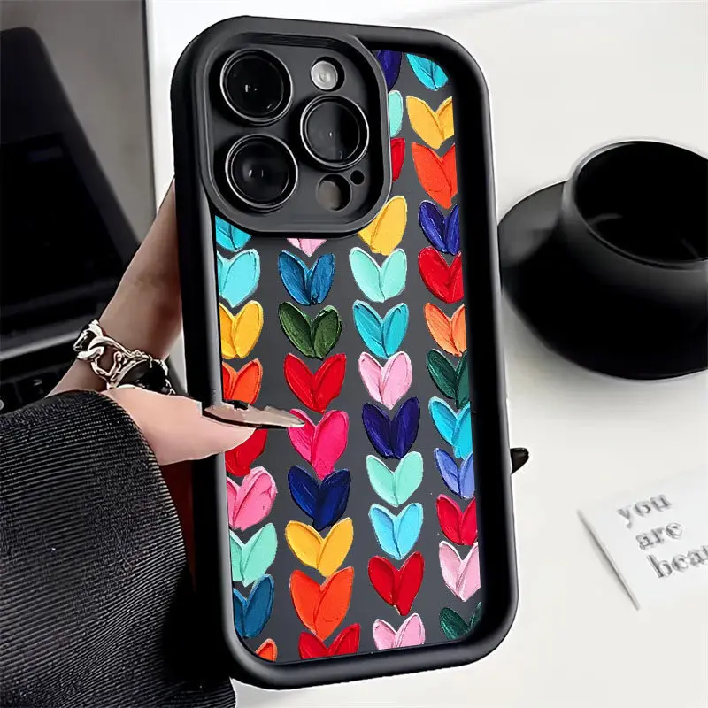 حافظة ملونة على شكل قلب الحب لهاتف Xiaomi MI 14T Pro 13 12 11 Lite 5G NE 12T 13T 14 POCO X6 X5 X3 F5 Pro F3 GT F4 M3 M6 Pro