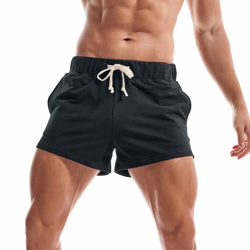 Summer Ultra Shorts Men Sport Fitness Gym Leisure Shorts Light Blue Cotton Lace-up Jogger Sweatshorts Breathable Casual Shorts