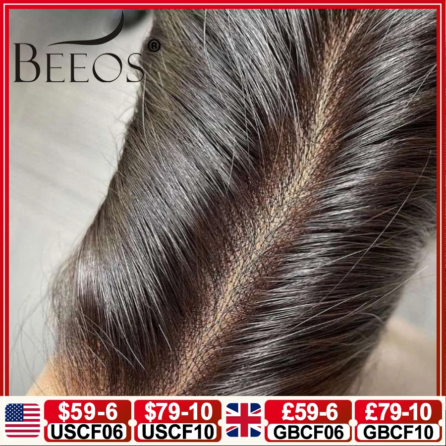 BEEOS Real 2x6 HD Lace Closure Only Straight 6in Deep Parting Pre plucked Human Hair For Women Brazilian Virgin Hair Natural