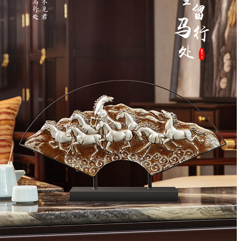 2021 Home store Company SHOP Retro decorative art business bring wealth money GOOD LUCK Success 8 horses FENG SHUI ornament