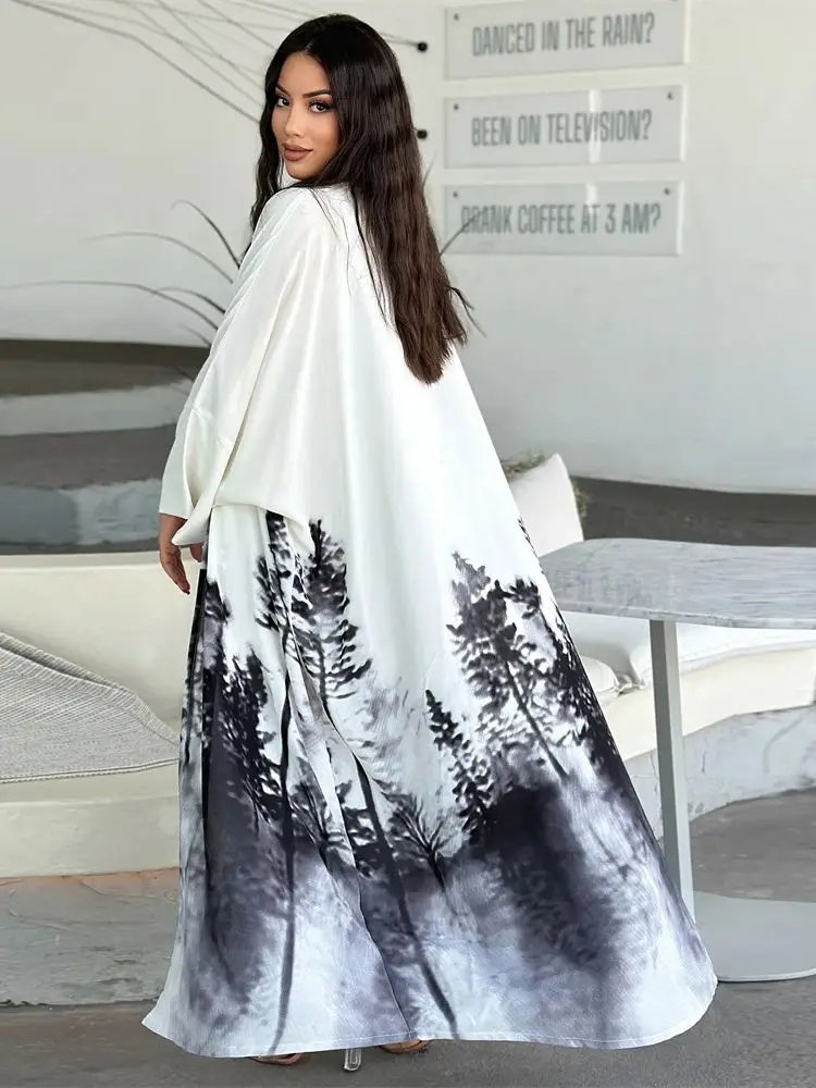 2024 estate Tie Dyeing colore aperto Kimono Abaya Dubai abito caftano musulmano abbigliamento islamico Abaya per le donne caftano Marocain Femme