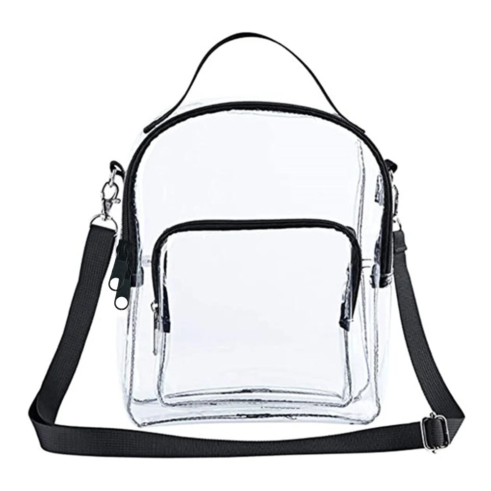 

PVC Transparent Top-handle Bag Purse Clear Zipper Shoulder Messenger Tote Bag