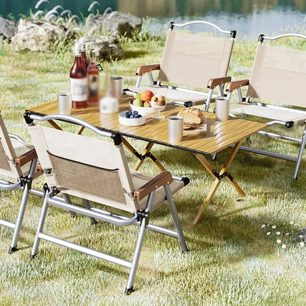 Conjunto de 2 cadeiras dobráveis ao ar livre, cadeiras portáteis de metal para praia e acampamento com tecido respirável para uso no pátio
