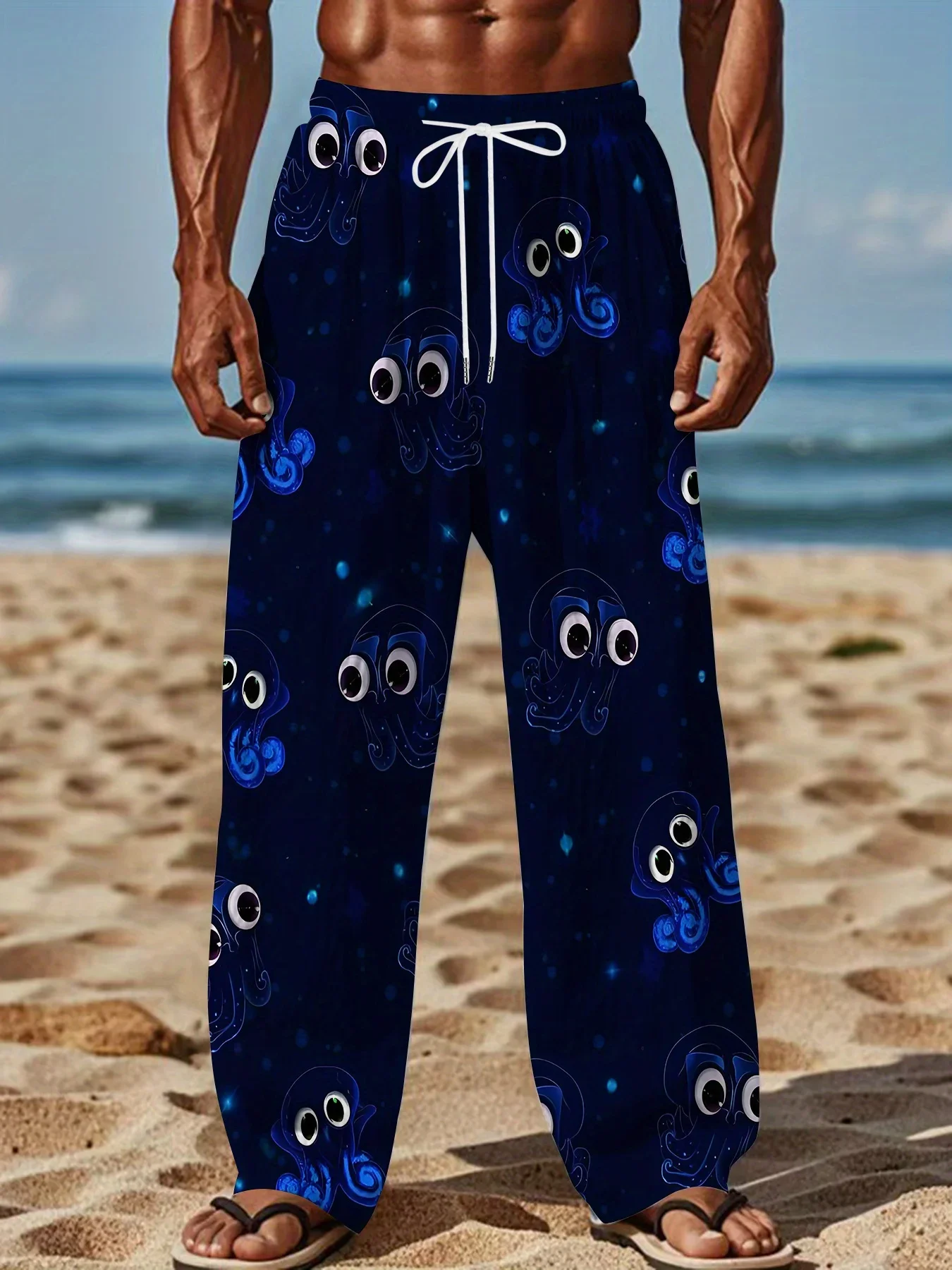 Summer Unisex Cute Cartoon Octopus 3D Print Casual Pants Quick Dry Breathable Elastic Waist Loose Fit Beach Trousers for Kids