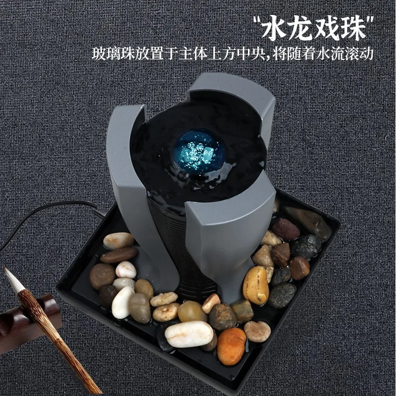 Mini Desktop Circulating Water Fountain Ornament, Indoor Landscape Decor for Living Room & Office, Craft Gift