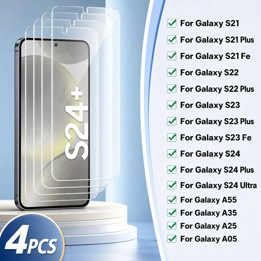 4PCS Screen Protector For Samsung Galaxy S25 Edge S25 FE S24 Ultra S24+ Tempered Glass For Samsung Galaxy S24 S24 FE S23+ HD