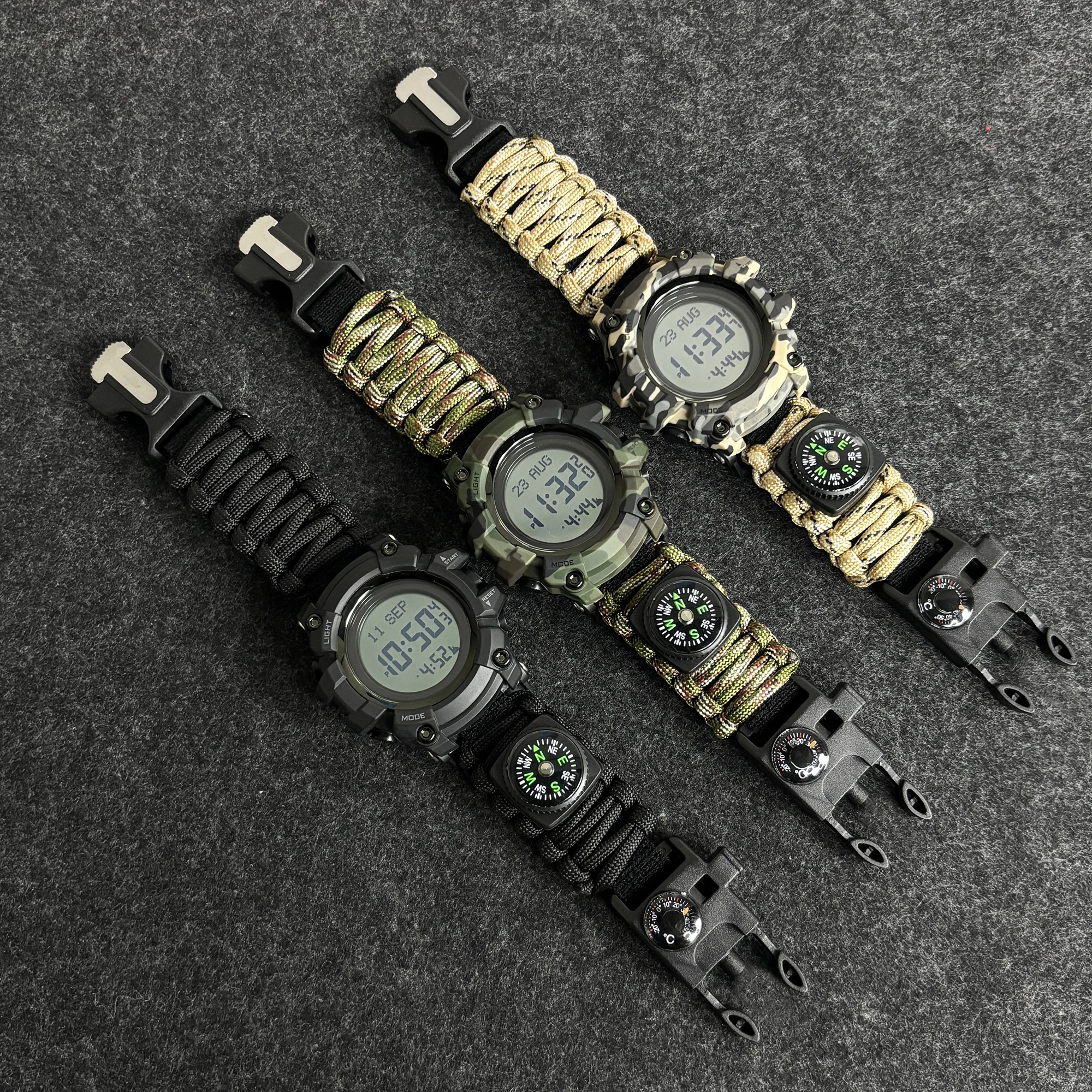 ساعة صلاة إسلامية للرجال ساعة أذان بوصلة متعددة الوظائف ساعة يد رقمية مضيئة مقاومة للماء ساعة نجاة خارجية #4