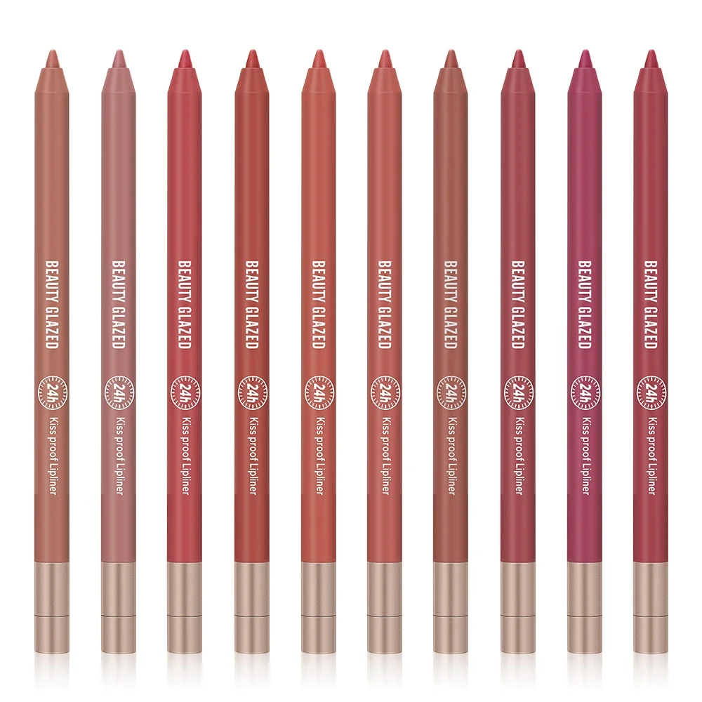 10 สีลิปไลเนอร์กันน้ํา, กันเหงื่อ, Matte Multi-Color Correcting Lip Pencil Lip Plumping เครื่องสําอาง