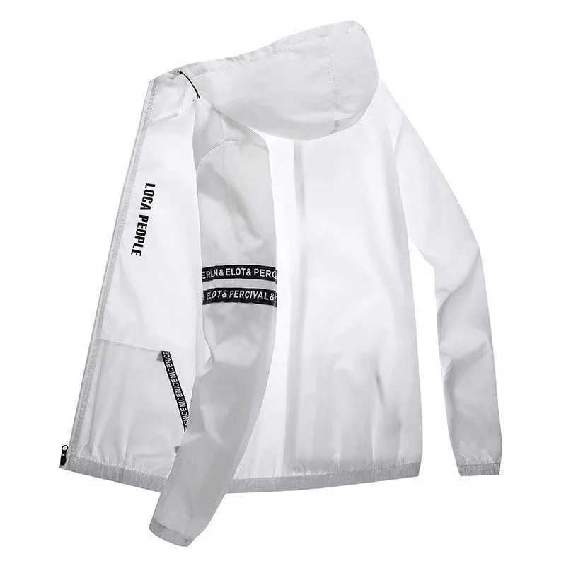 Summer Sun Protection Clothing Men's Casual Waterproof Quick-drying Bicycle Hooded Jacket Plus Size Hiking Thin Skin windbreaker
