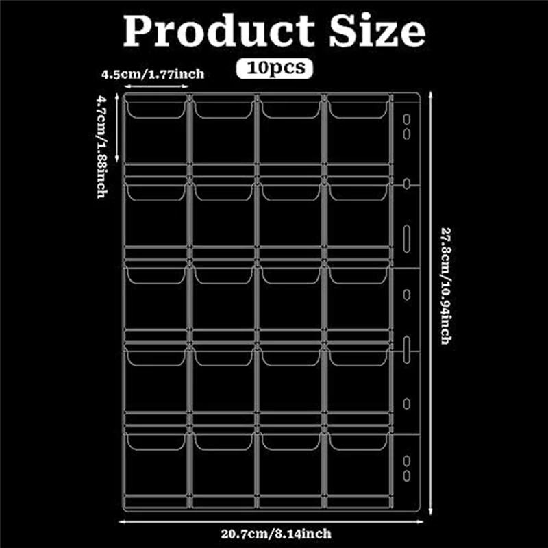 A42Z-10 Pocket Coin Collecting Pages With 9 Holes For Coin Album Collecting Sleeves For Most Coin Stamp Etc