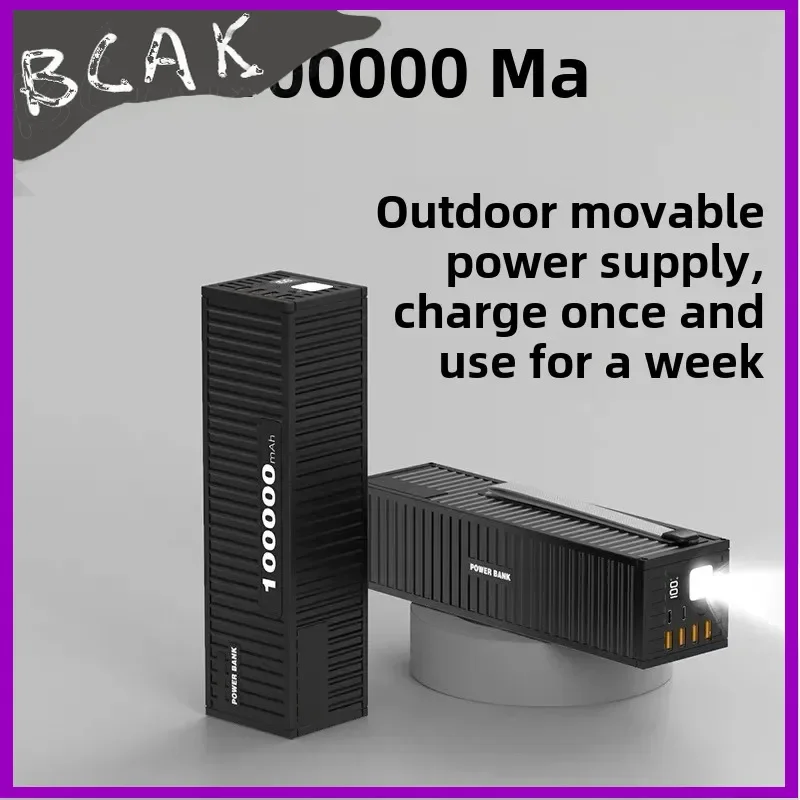 Quality BCAK Outdoor Large-capacity Power Bank with Cable 66W Fast Charging 100000 MAh Mobile Power Supply