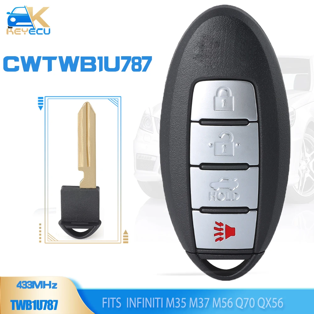 

KEYECU CWTWB1U787 Smart Keyless Remote Key 433MHz ID46 Fob for Infiniti M35 M37 M56 Q70 QX56 2011 2012 2013, for Nissan Armada