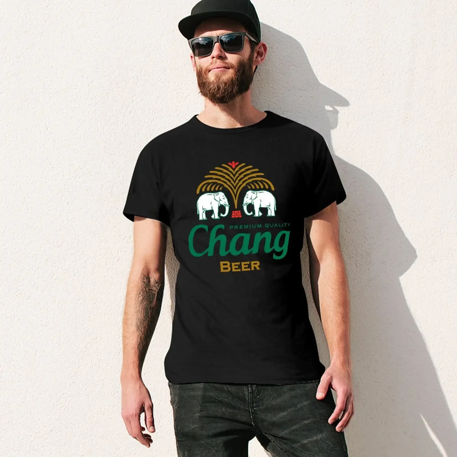 Thailand Chang beer bottle label ?????? ???? T-Shirt hippie clothes sweat T-shirts for men cotton