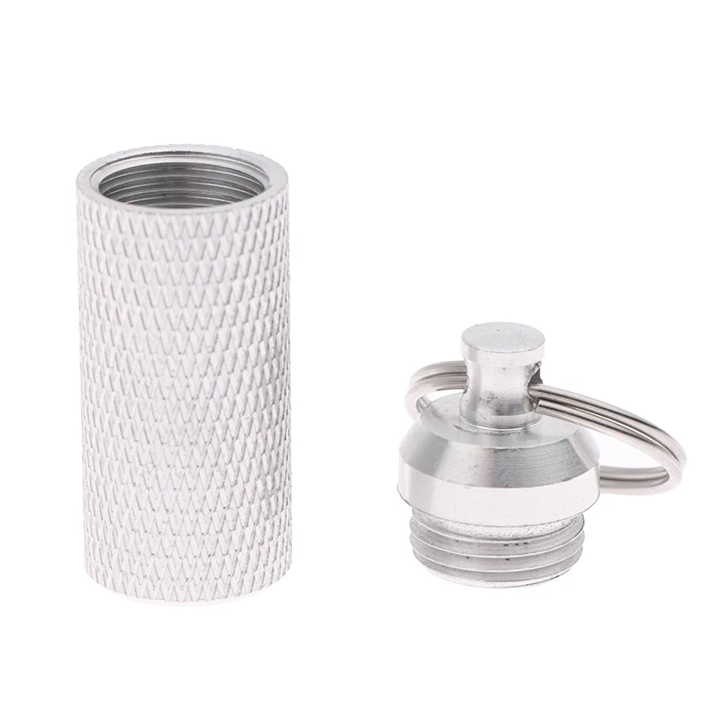 1PC Aluminum Alloy Waterproof Pill Shaped Box Bottle Holder Container Keychain Medicine Box Pill Box Key Holder