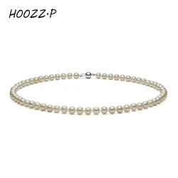 HOOZZ.P Natural Freshwater Pearl Necklace Fine Jewelry For Women Silver 925 Jewelry 2022 Elegant Gift White 6-7mm AA Quality