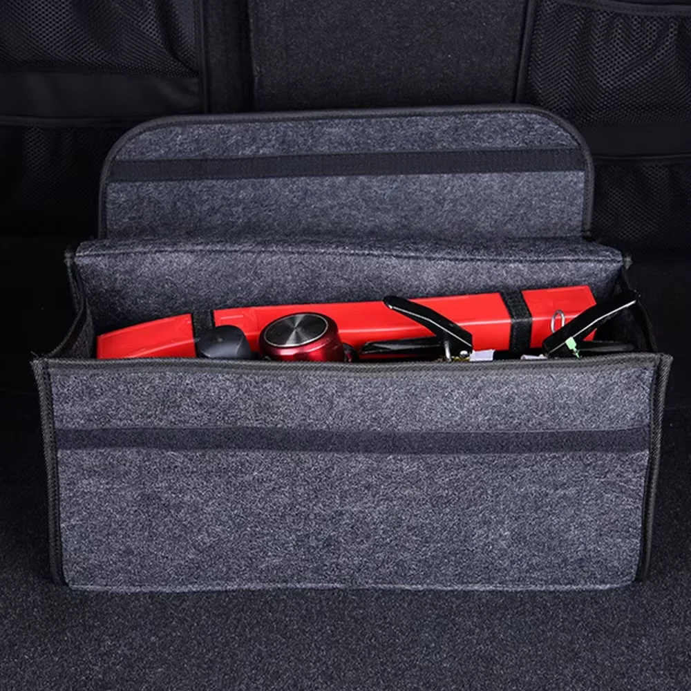 Large Anti Slip Compartment Boot Storage Organizer Tool Car Storage Bag Car Trunk Organizer Soft Felt Storage Box Accessories