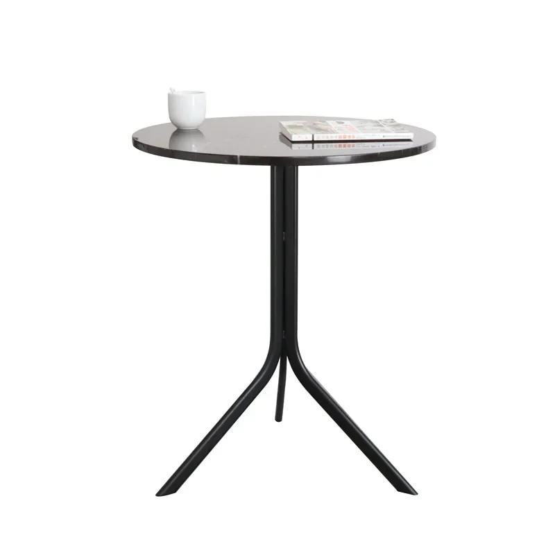 Simple black and white root marble tripod small apartment dining table casual Nordic balcony tea table