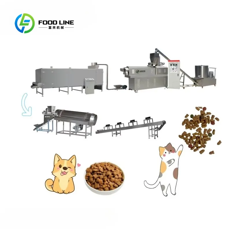 High-Efficiency Automatic Dry Dog Food Line Stainless Steel Food Grade PLC Controlled Extrusion System 300kg/h Motor