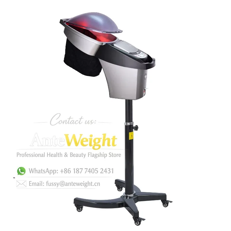 Professional O3 Ozone Micro Mist Hair Steamer with Salon Red/Blue LED Lights Plastic Stand 7-Light Hair Treatment