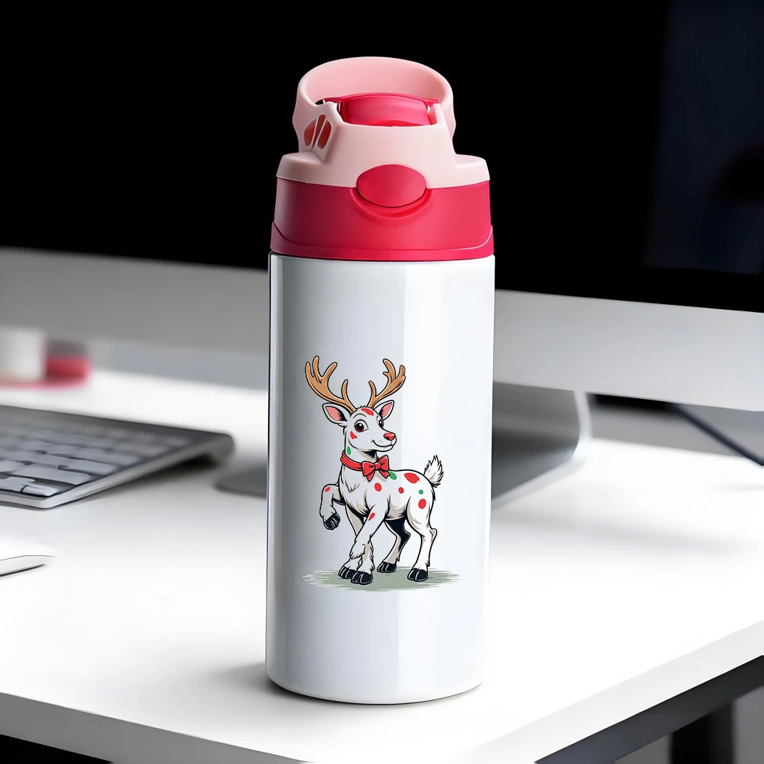 

304 Stainless Steel Insulated Cup + Cartoon Deer Straw Cup + Kid-Friendly Deer Antler Cup + Christmas Gift Set