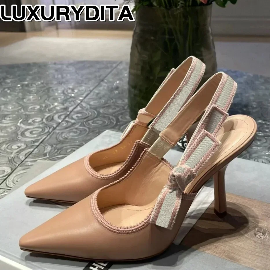 

Top Quality Luxury Womens Sandal Casual Lace Flat Fashion Embroidered Muller Shoes Designer Silk Leather Soled High Heel 0529