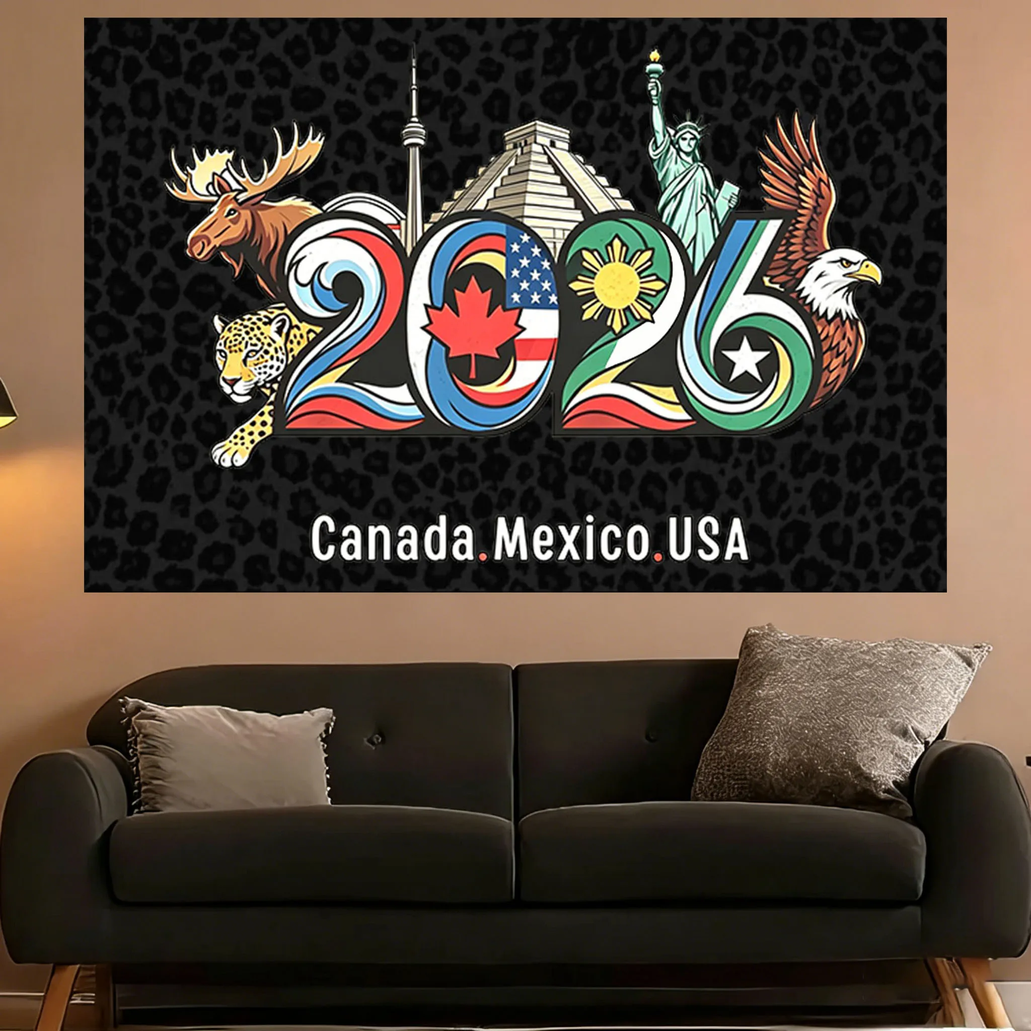 1pc 2026 Football Match Support Tapestry Wall Hanging Decor for Bedroom Dorm Party Aesthetic Wall Art Great Gift For Friend