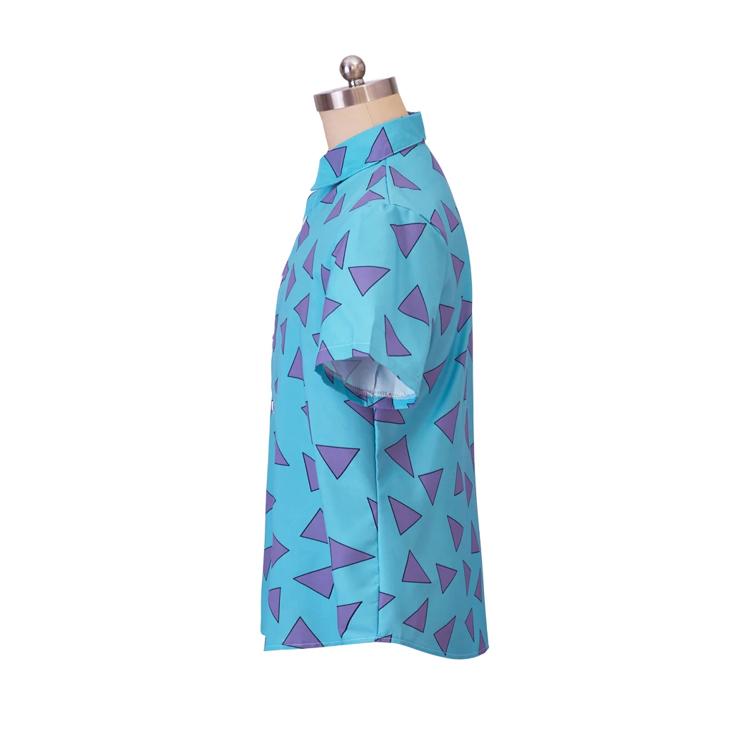 Disfraz de vida moderna de Anime Rocko para hombre, camisa azul de Rocko, camisa hawaiana con estampado triangular 3D, camisas casuales de playa