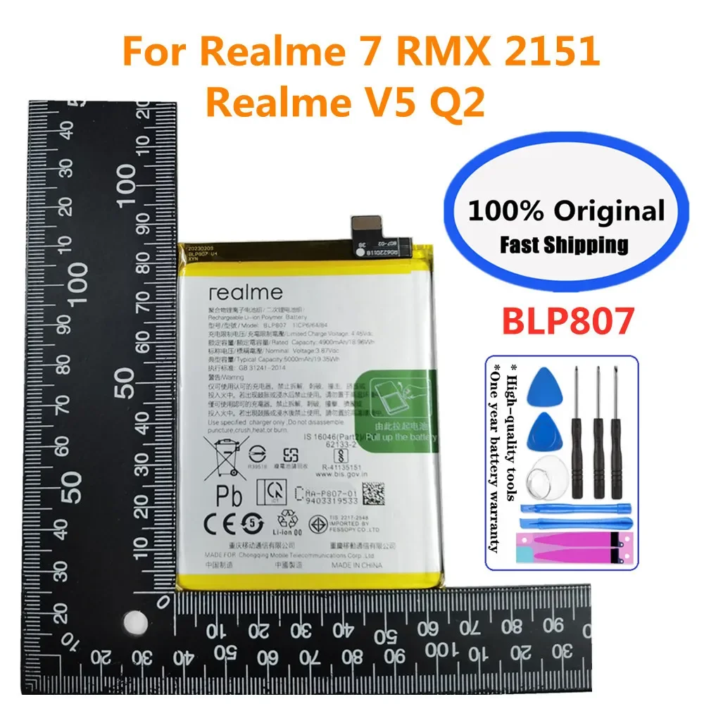 5000mAh BLP807 Original Battery For OPPO Realme 7 / Realme Q2 V5 RMX2112 RMX2117 RMX2111 Phone Batteries Bateria Fast Shipping